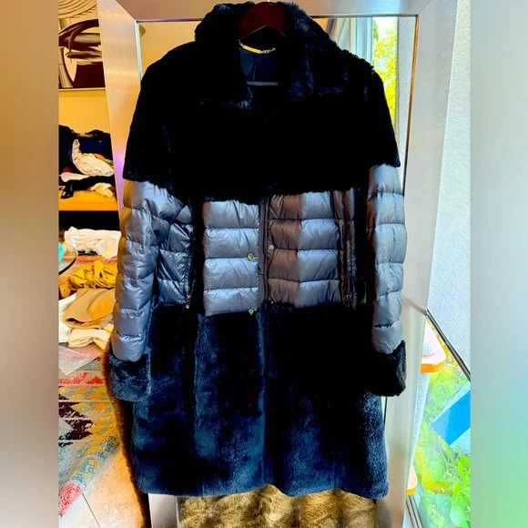 Jackets Coats Madam Manteau Black Long Shearling Puffer Coat
